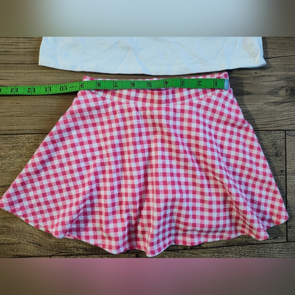 Place White Tee with Pink Gingham Trim - Picture 3 of 10
